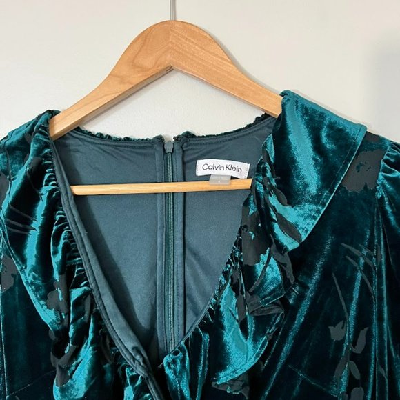 Velvet Burnout Floral Ruffled Dress - Picture 6 of 9